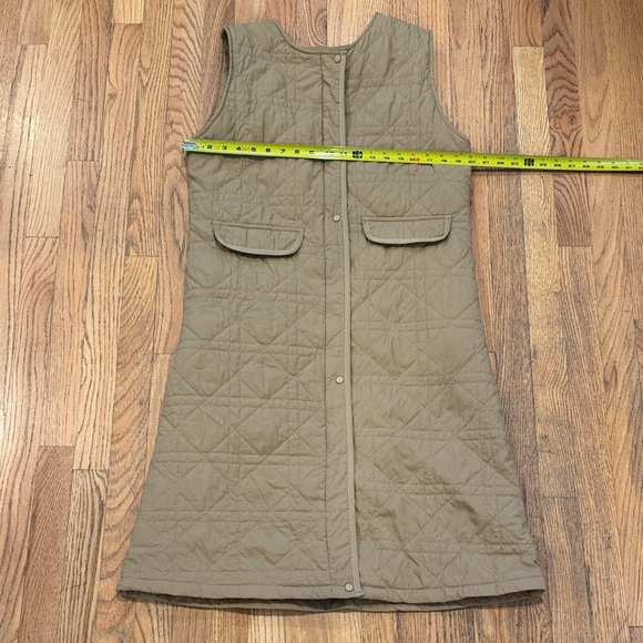 Quilted Sleeveless Long Beige Vest - Picture 4 of 7